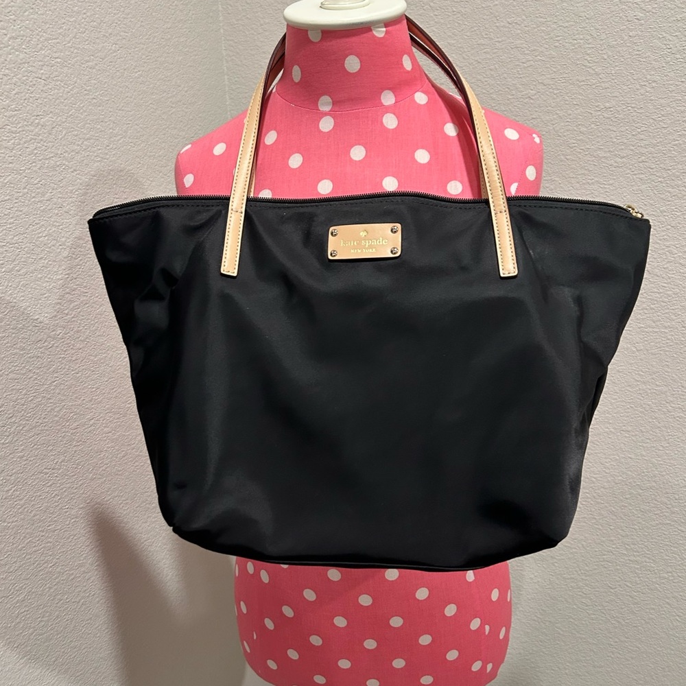 Classic Black Kate Spade Tote Bag with Beige Details